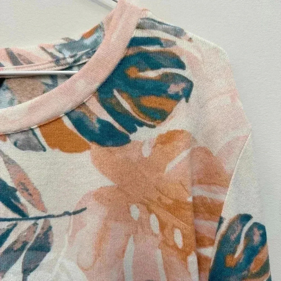 Zac &  Rachel Tropical Floral Print Sweater Pink Peach Women's XL - Picture 3 of 10